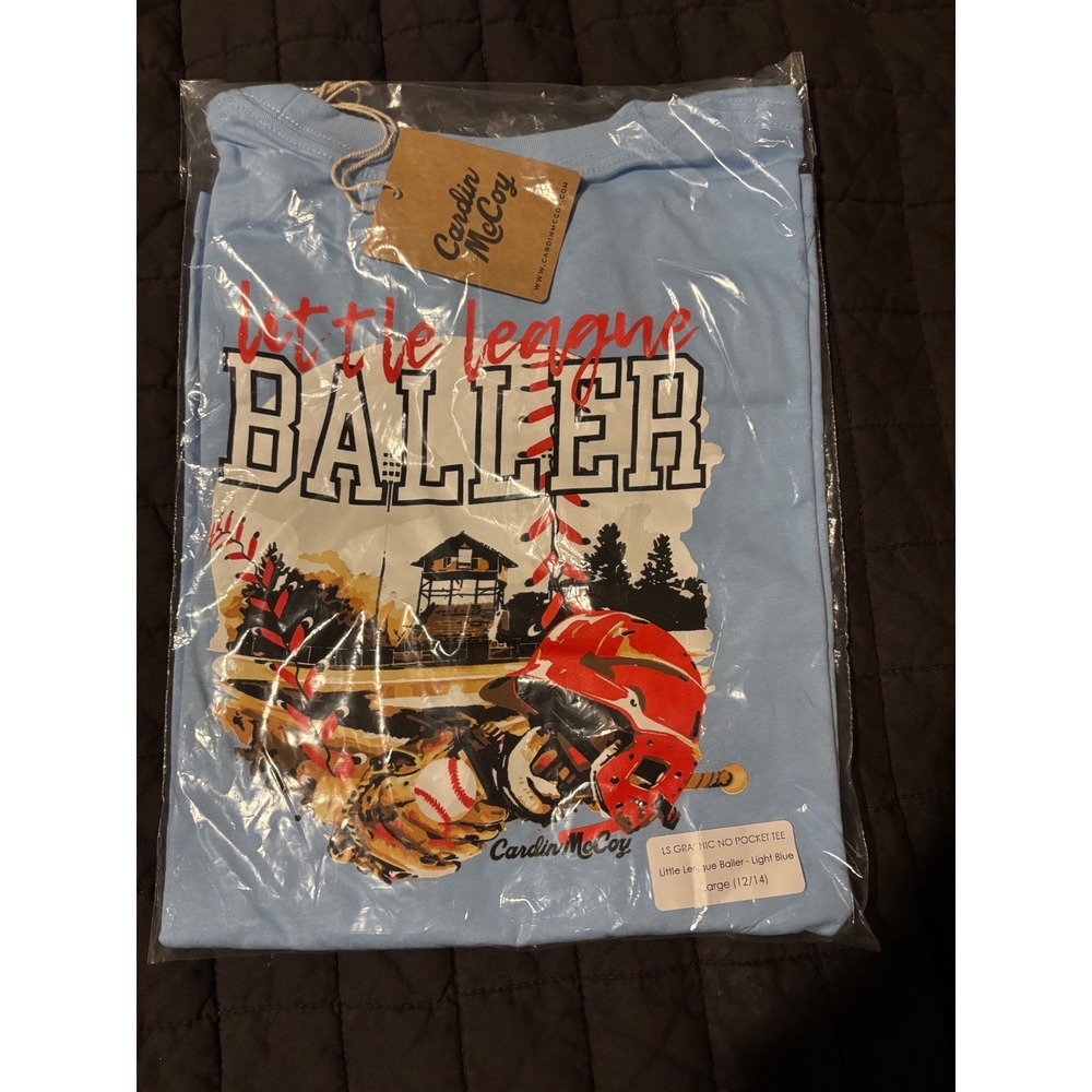 Cardin Mccoy Little League Baller Graphic Tee Light Blue Kids Size‎ Large